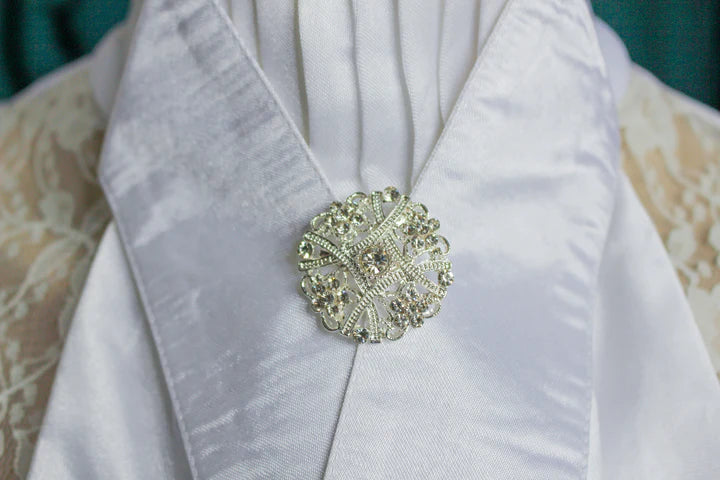 Satin Stock with Decorative Pin
