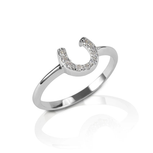 Kelly Herd Ring Clear Horseshoe Sterling Silver