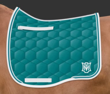 Mattes Euro Fit Dressage Pad with White/ Petrol Pipping