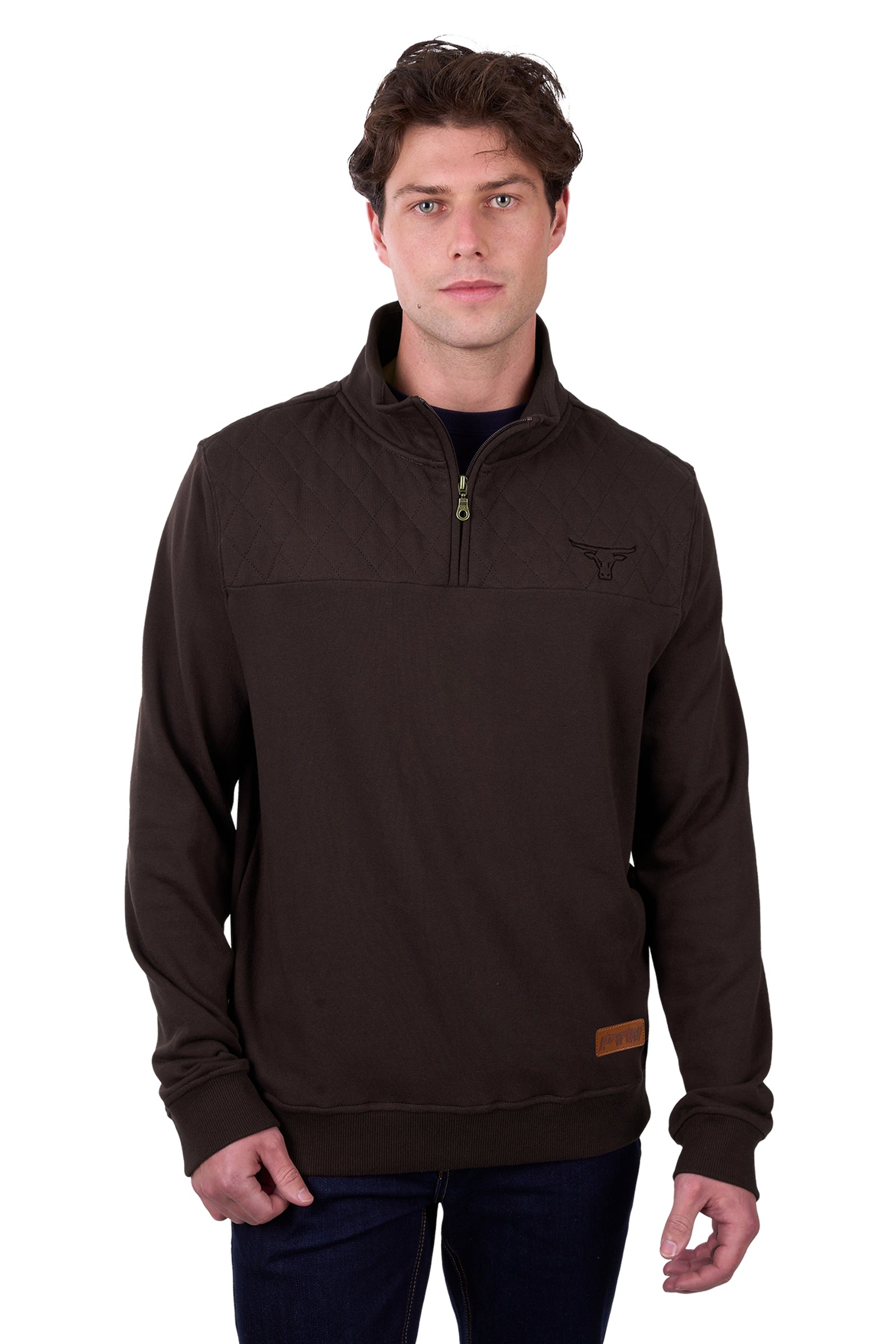 Pure Western Troy 1/4 Zip Pullover Chocolate