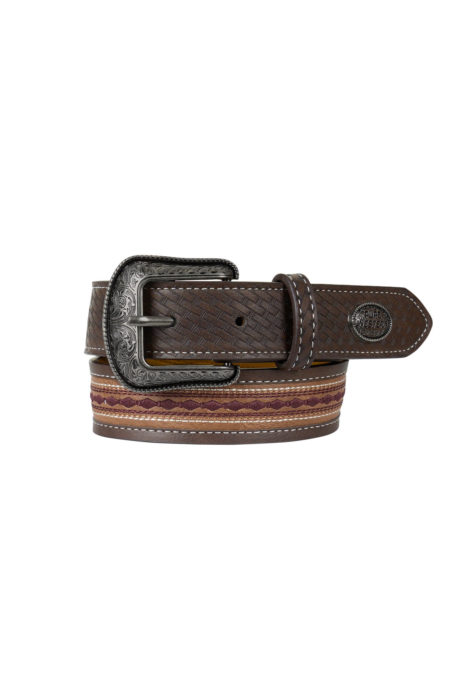 Pure Western Oscar Belt Chocolate-Tan Kids