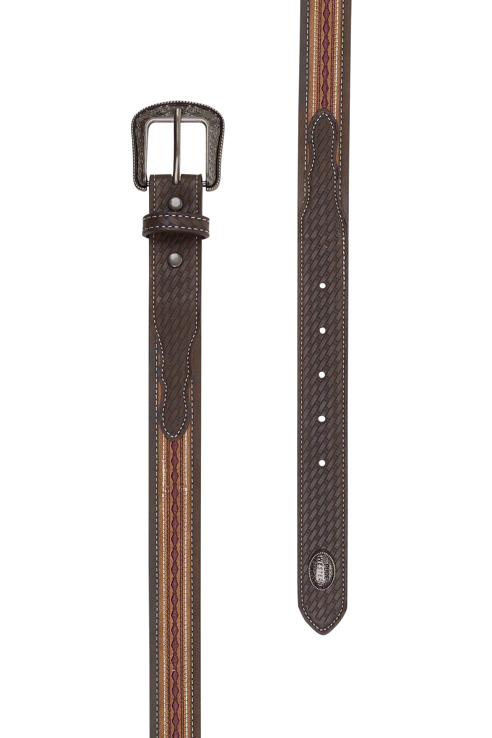 Pure Western Oscar Belt Chocolate-Tan Kids
