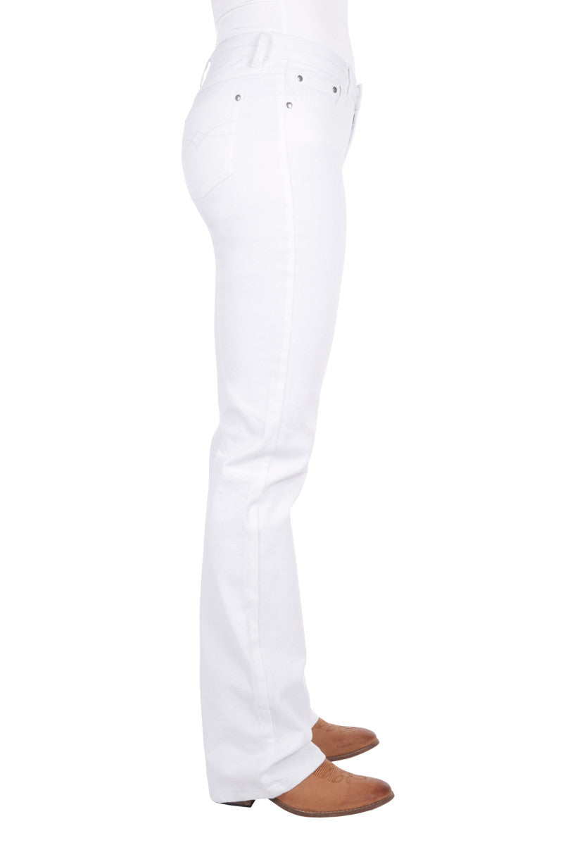 Pure Western Riding Jeans Boot Cut White