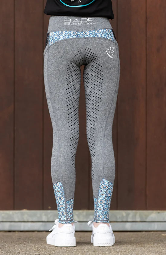 Youth Performance Riding Tights - Grey Phoenix