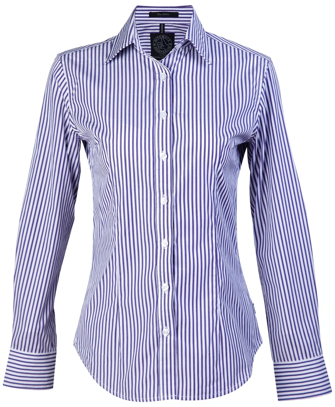 Pilbara Women's Long Sleeve Shirt - Purple/White stripe