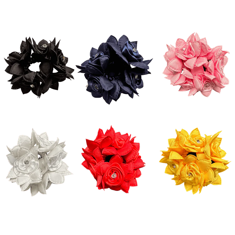 Hamag Rose Petal Hair Scrunchie with Crystals.