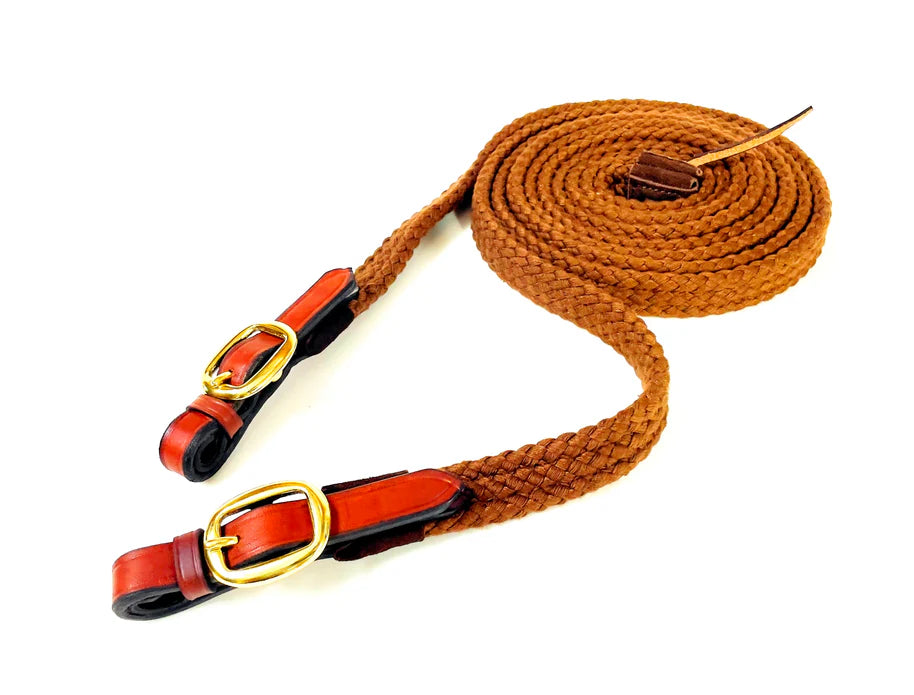 Stockman's WHITE Cubbaroo Cotton reins w buckle ends