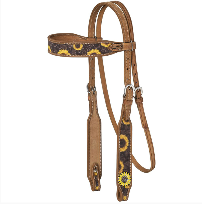 Silver Royal Sunflower Browband Headstall