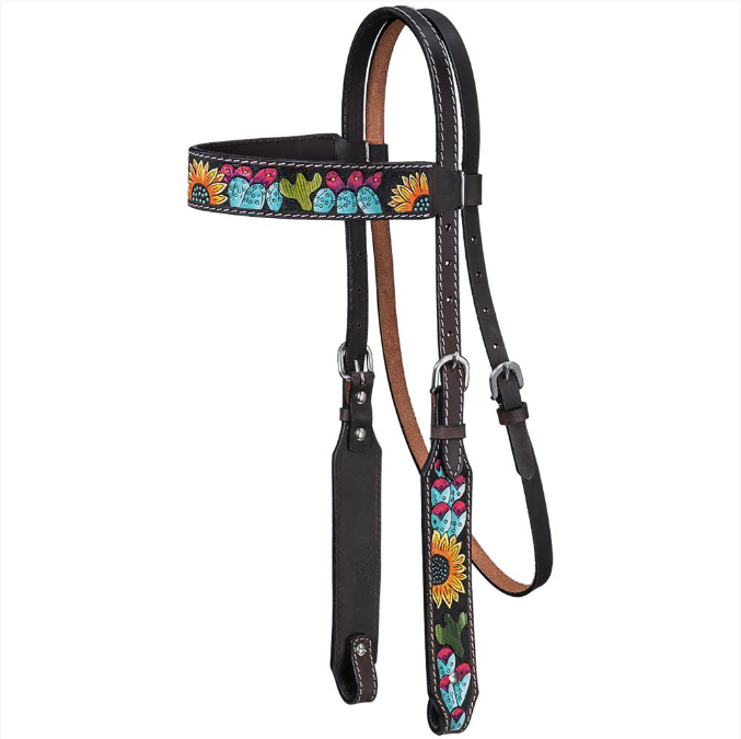 Royal King Sunflower &amp; Cactus Browband Headstall