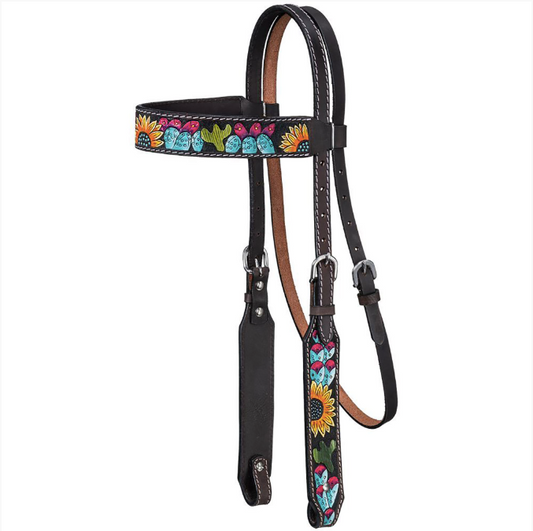 Royal King Sunflower & Cactus Browband Headstall