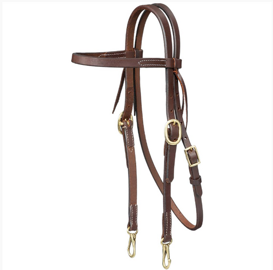 Royal King Harness Leather Browband Headstall with Snap Ends