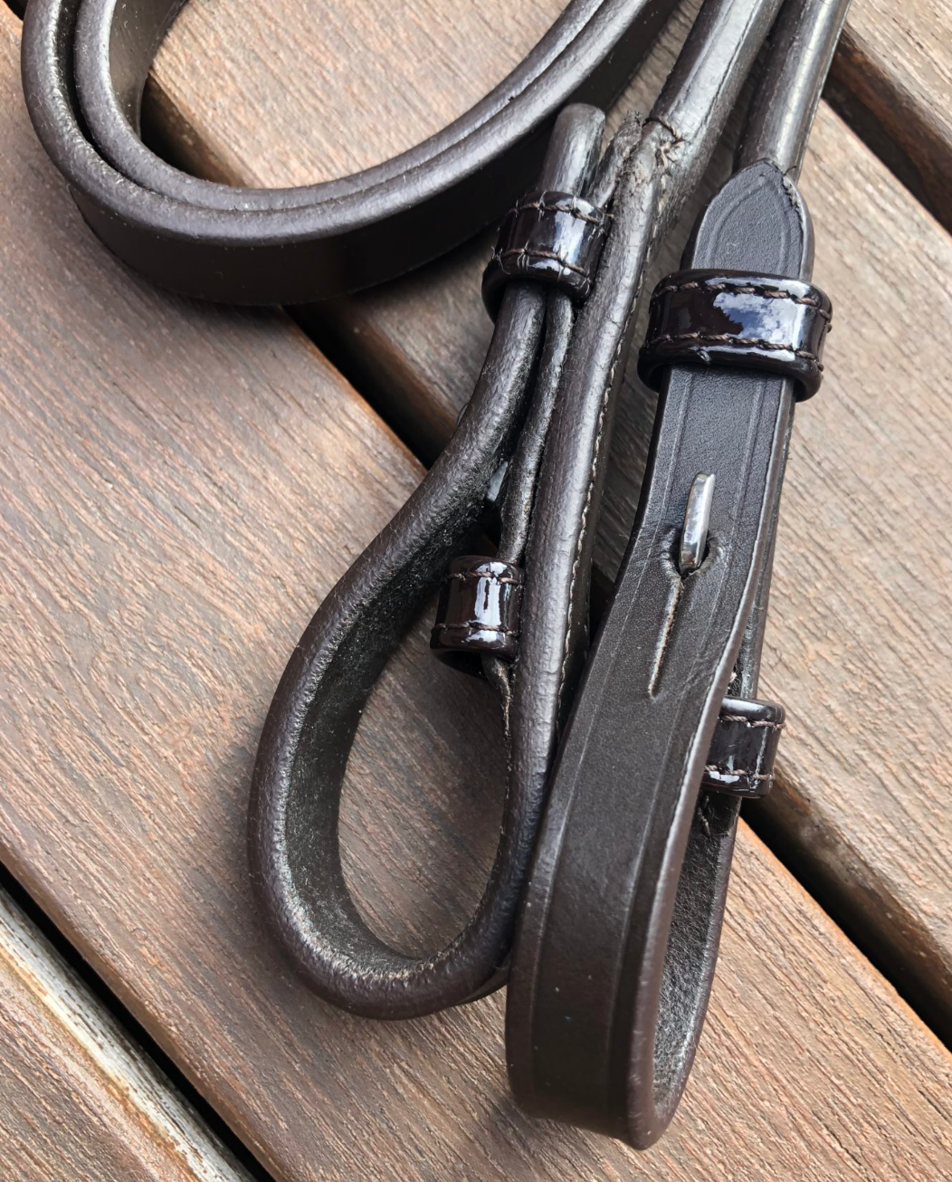 Belle Equestrian Curb Flat Patent Leather Reins