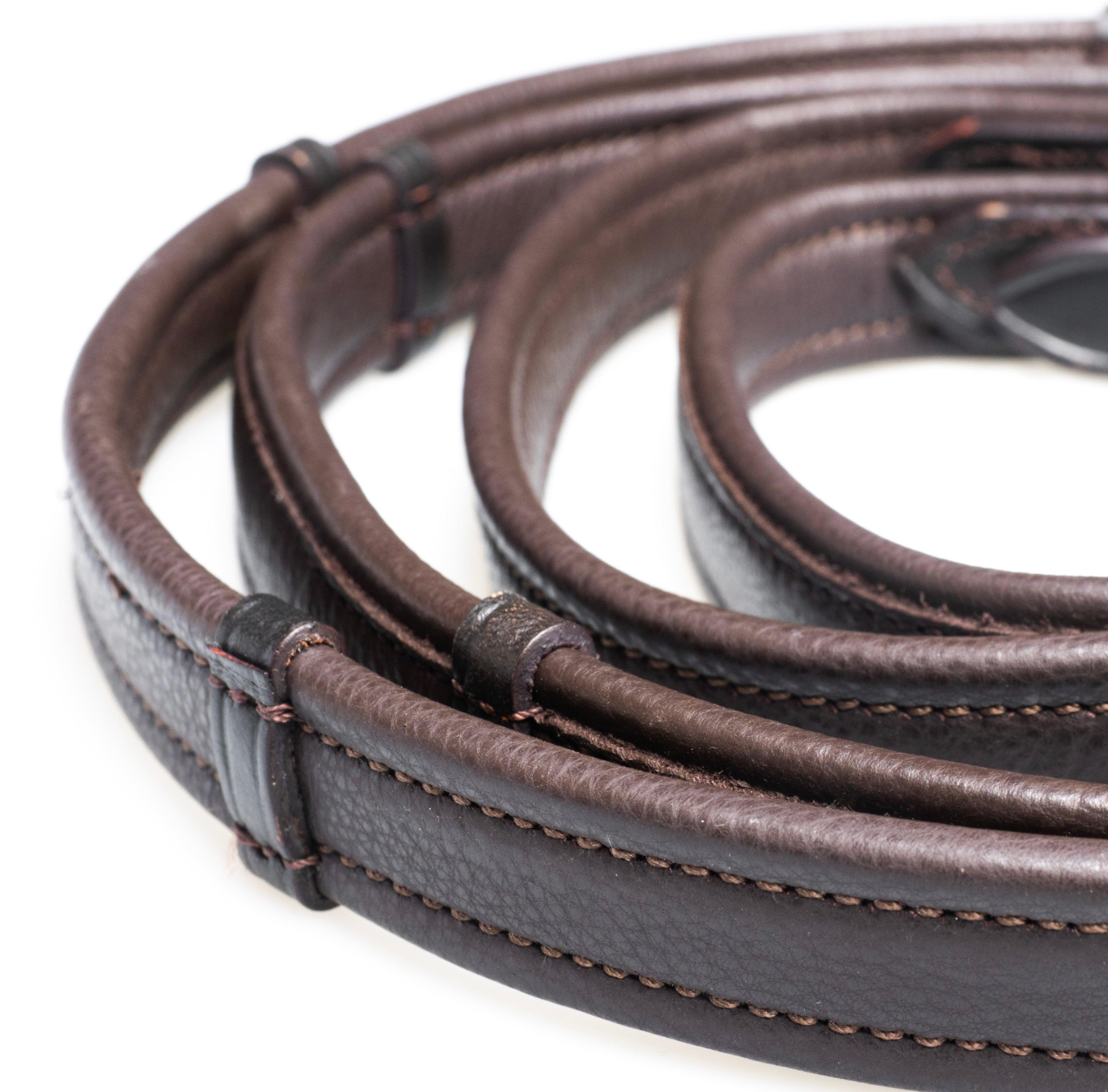 Flexible Fit Show Padded Leather Reins With Stoppers.