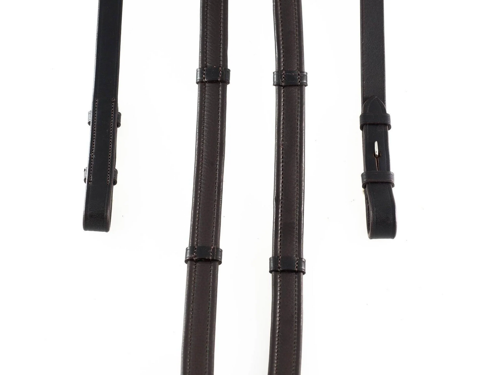 Flexible Fit Show Padded Leather Reins With Stoppers.