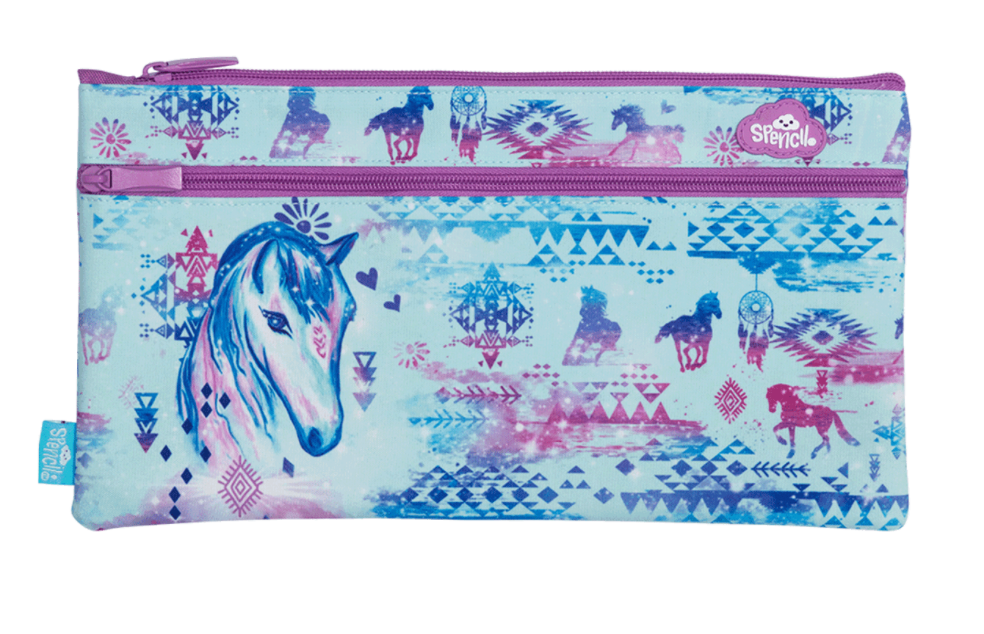 Spencil Aztec Horse A4 Twin Zip Pencil Case