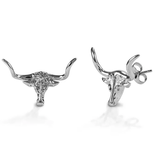 Kelly Herd Earrings Post Back Longhorn - Sterling Silver