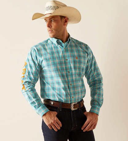 ARIAT MNS PRO TEAM VINCENT LS SHIRT TURQUOISE