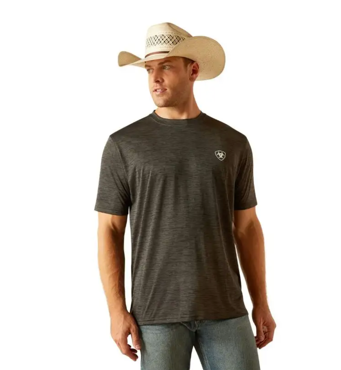 ARIAT MNS CHARGER CRESTLINE SS TEE CHARCOAL