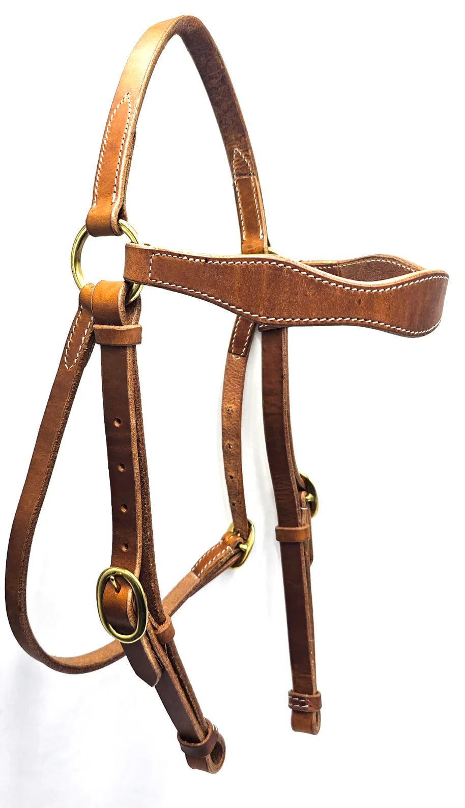 The "WINTON Challenge" Barcoo Style USA Harness leather 3 Shaped browband bridle