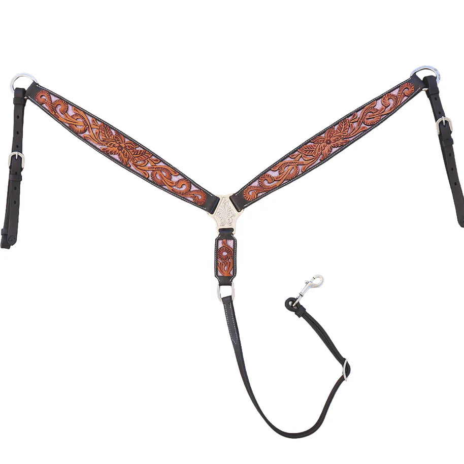 "INDIANA" Two Tone Breastplate with PINK GLITTER underlay