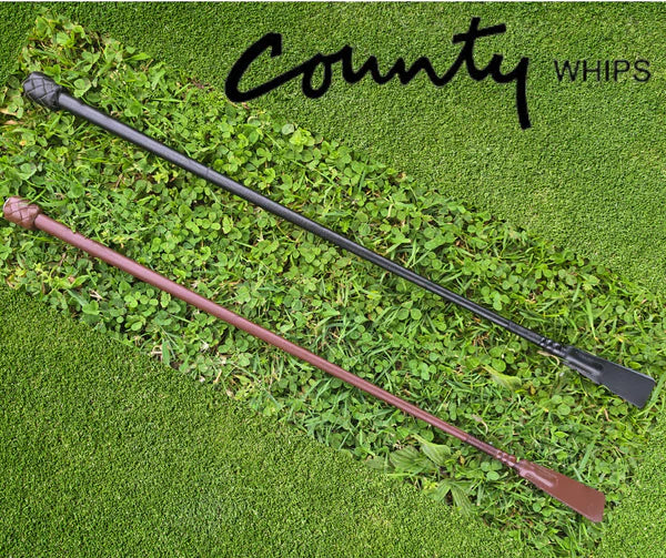 Plaited Top English Leather Show Whip with Plain Leather Shaft and Keeper