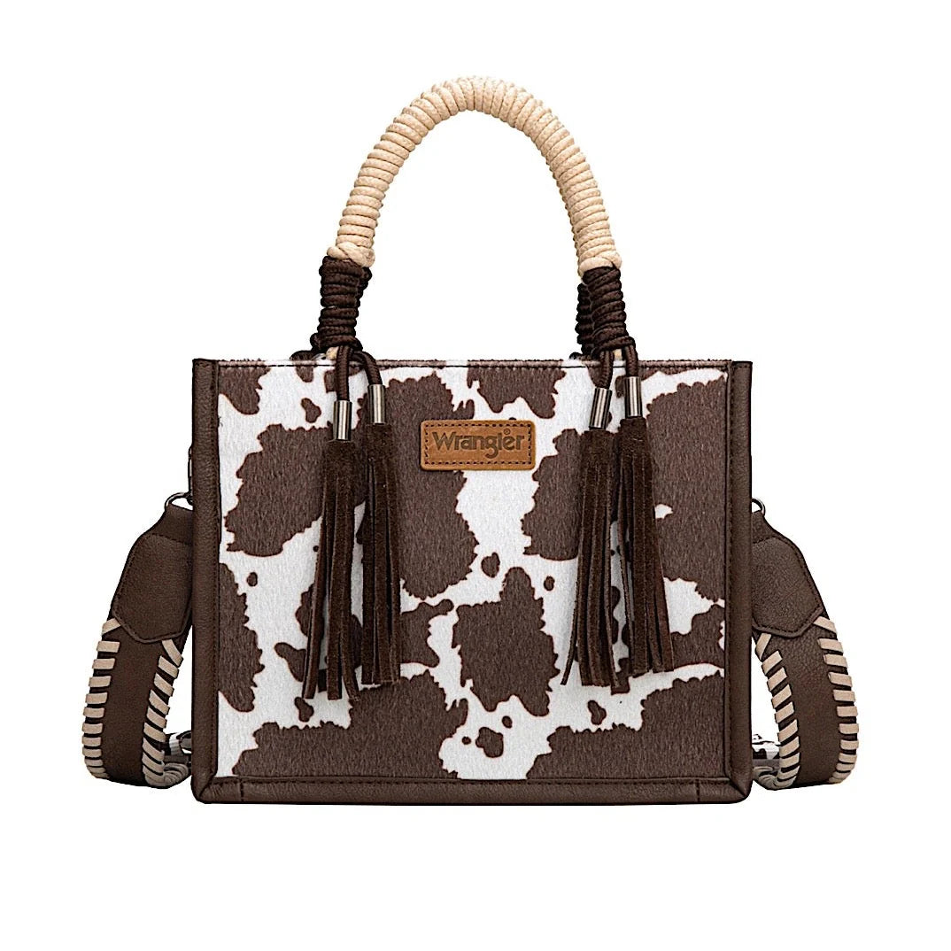 COW PRINT TASSEL CROSSBODY BAG