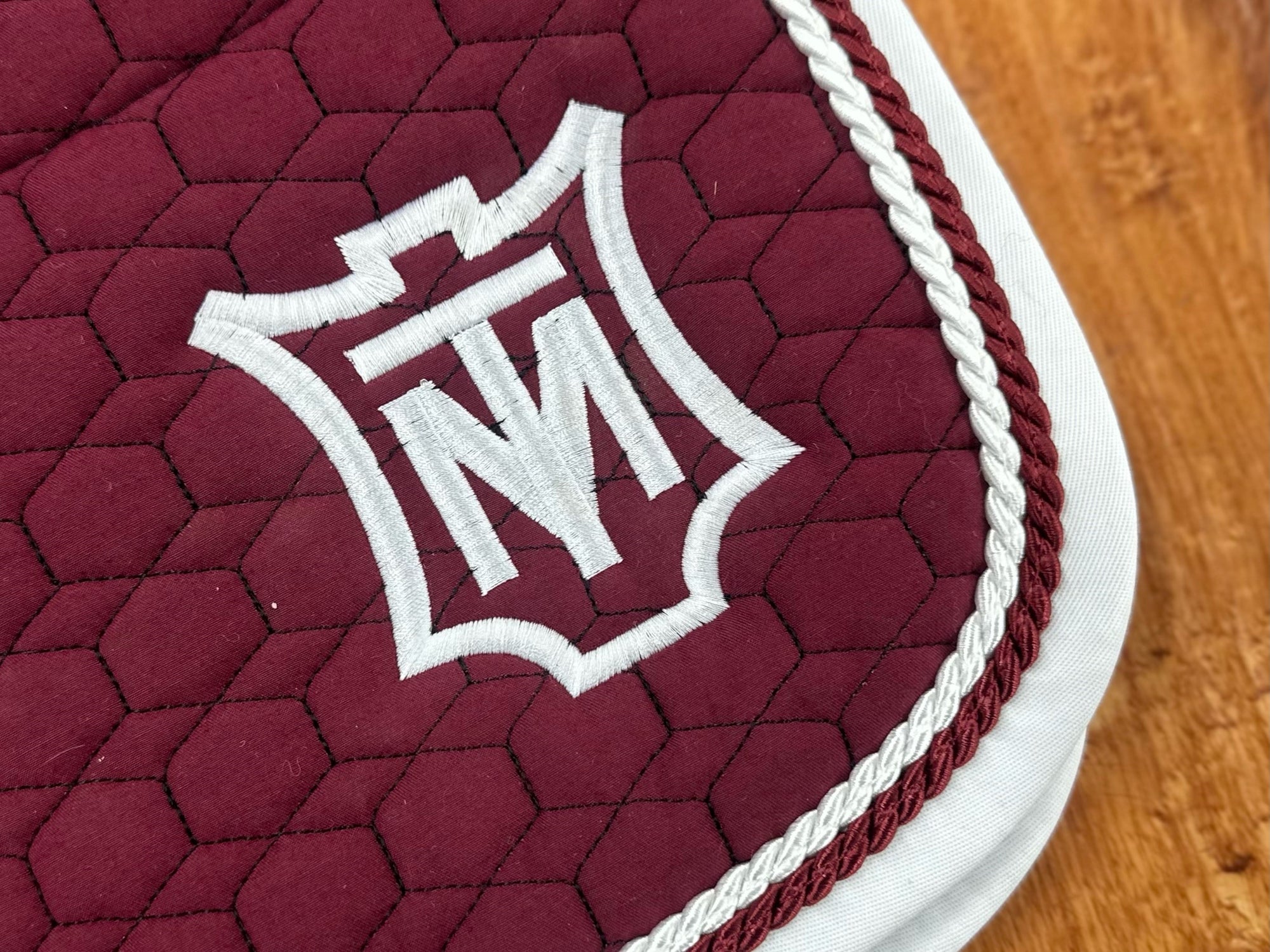 Mattes Show Jump Square Pad with Correctional System and White/ Burgundy Pipping
