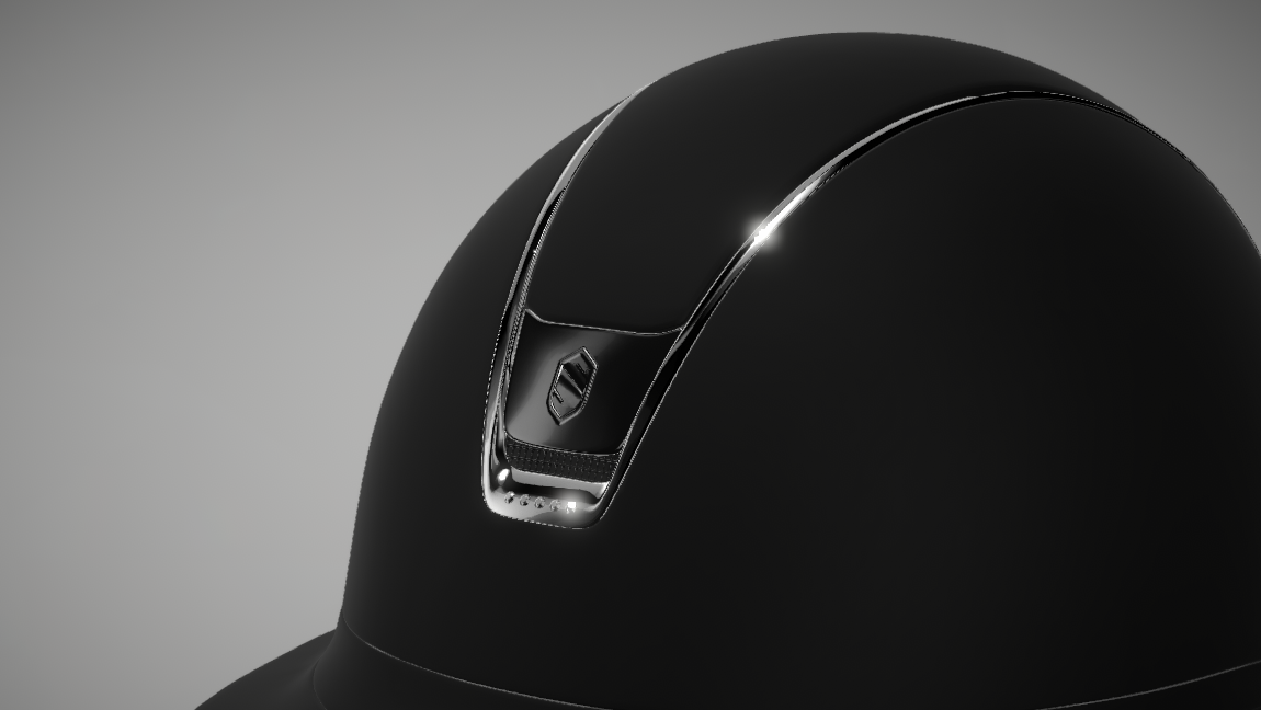 Samshield Miss Shield 2.0 Blk Shadow Matt Shell Top and Frontal Band with 5 Swar Crystal Trim and Chrome Blk Blazon