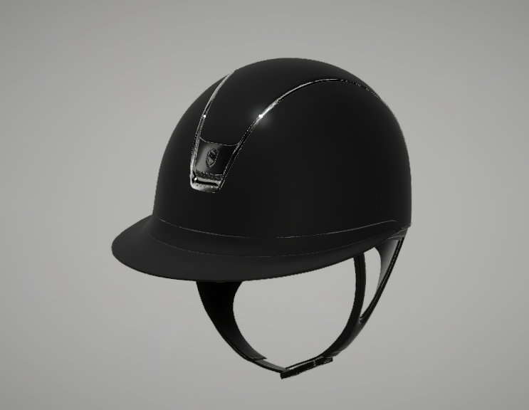 Samshield Miss Shield 2.0 Blk Shadow Matt Shell Top and Frontal Band with 5 Swar Crystal Trim and Chrome Blk Blazon