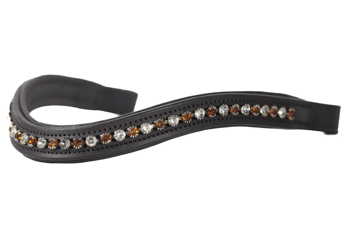 Flexible Fit - Brown &amp; Clear Crystal Mid Thin Wave Browband.