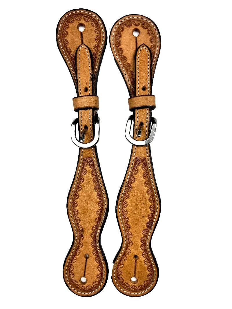 Ezy Ride Spur Strap with Small Flower Border Stamping and Stitching