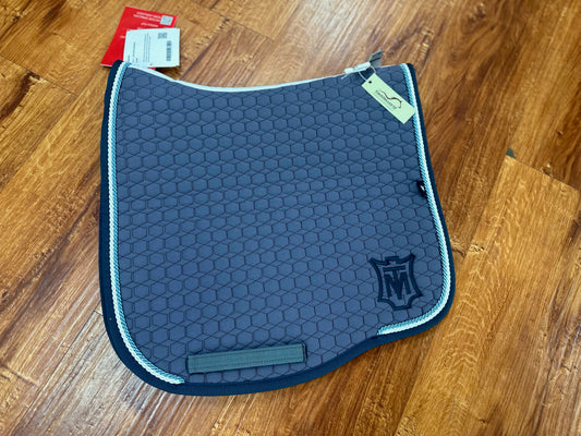 Mattes Euro Fit Dressage Pad with White/ Aqua Pipping