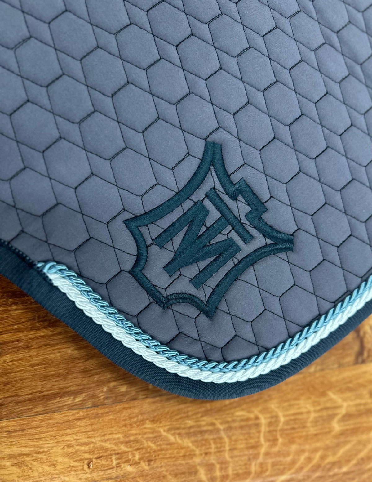 Mattes Euro Fit Dressage Pad with White/ Aqua Pipping