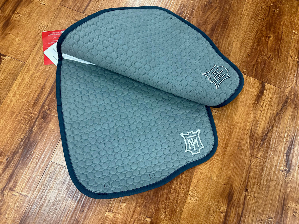 Mattes Euro Fit Dressage Pad with White/ Aqua Pipping