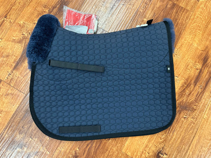 Mattes Navy All Purpose Square Pad with Sheepskin and Blue Binding