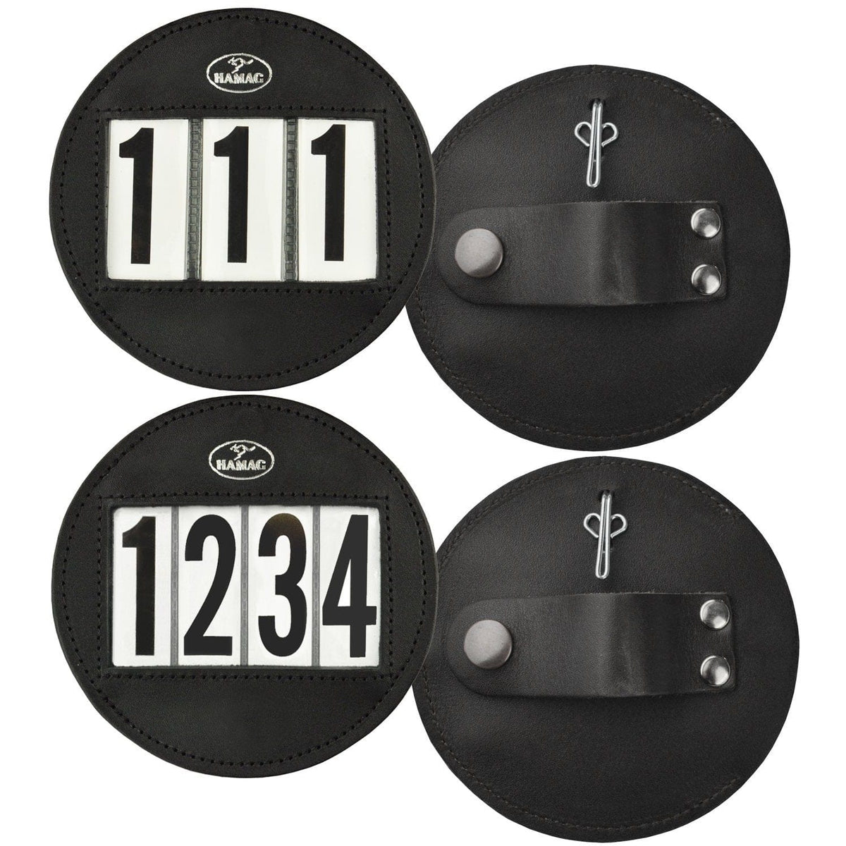 Hamag Leather Bridle Number Holder Round 3 Digit (Pair)
