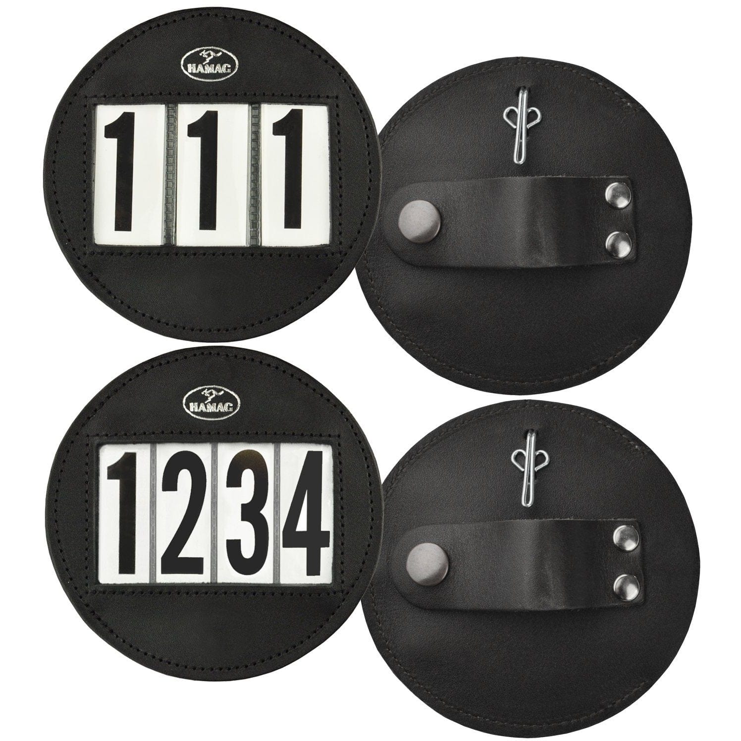 Hamag Leather Bridle Number Holder Round 3 Digit (Pair)