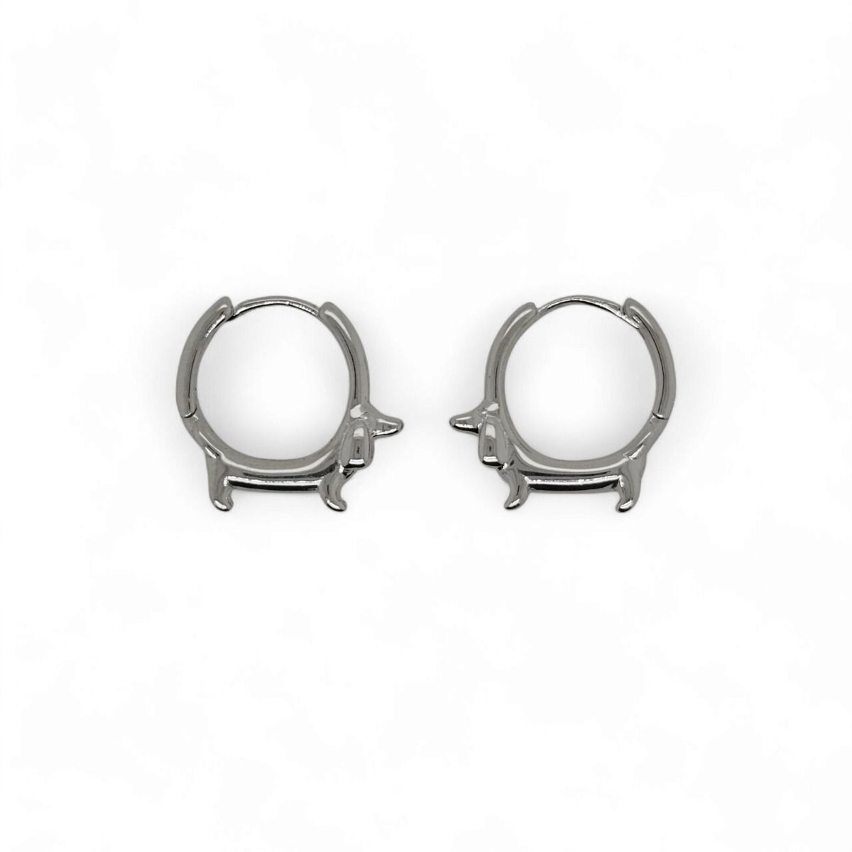 Sterling Silver Dachshund Hoops