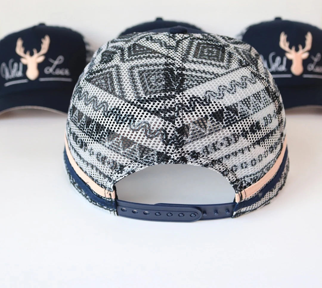 Wild Lace - Navy Aztec Cap