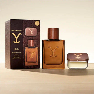 Tru Western Mens Yellowstone Ride Gift Set For Him - Ride Cologne &amp; Solid Cologne