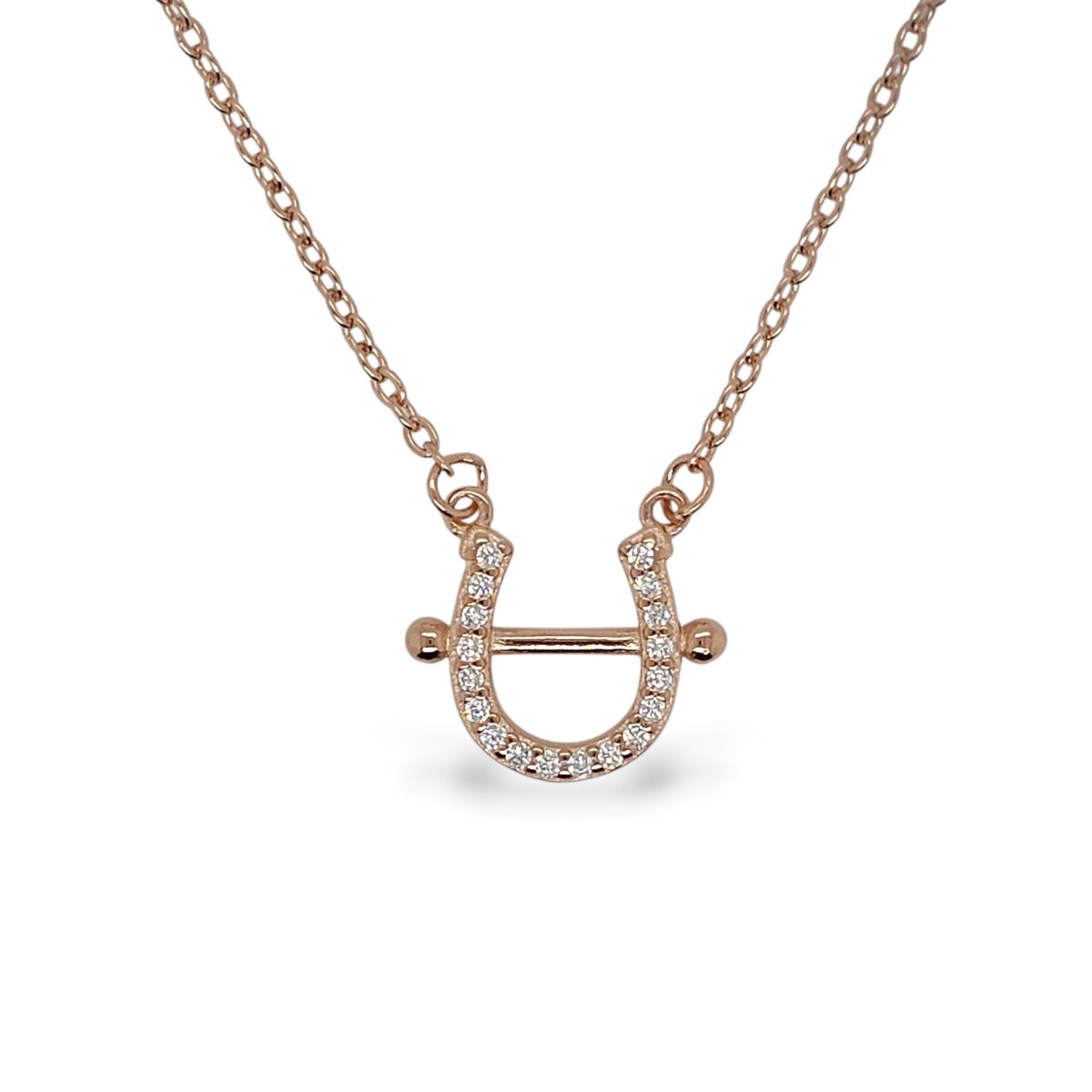 Mountain Creek Jewellery - Necklace S/S & RGP CZ Horseshoe B