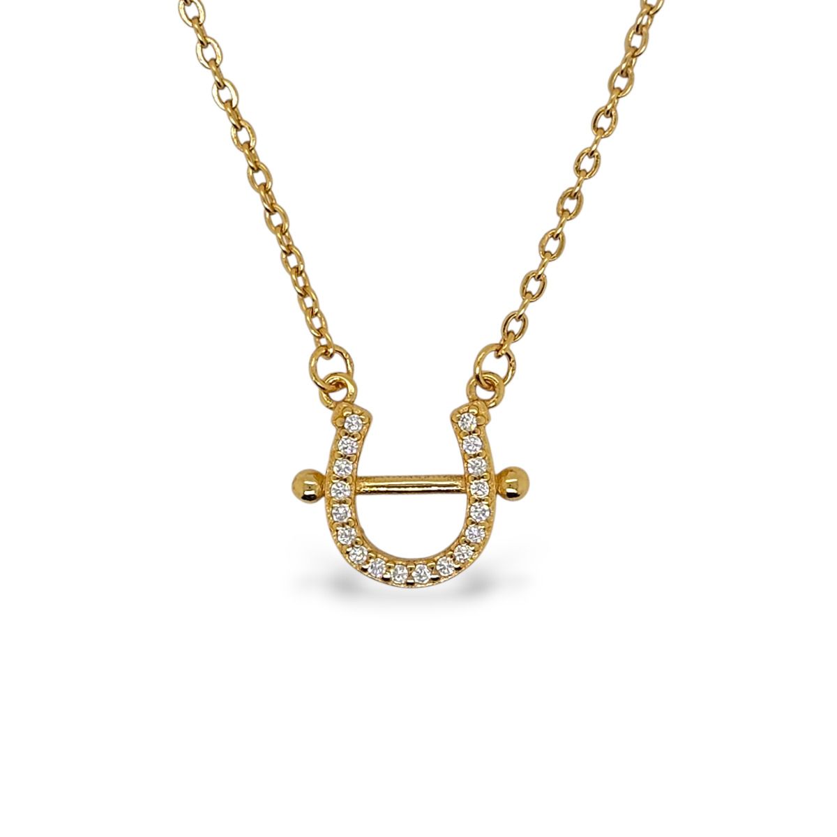 Mountain Creek Jewellery - Necklace S/S & YGP CZ Horseshoe B