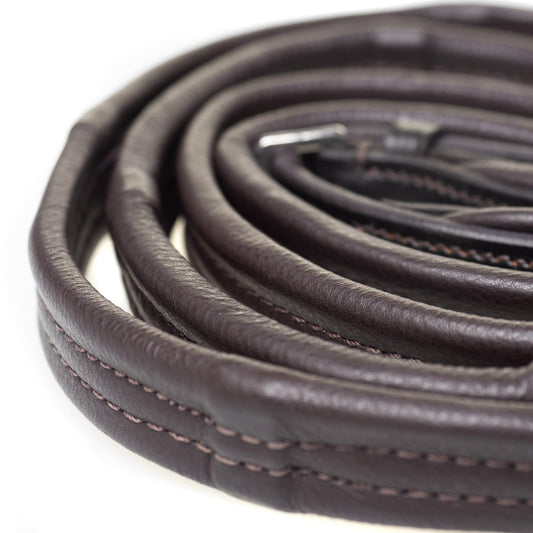 Flexible Fit Padded Leather Reins 6/8 Havana