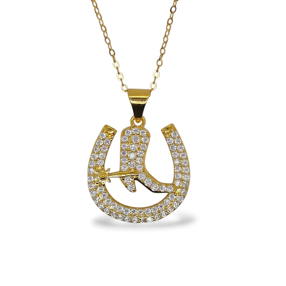 PENDANT S/S CZ BOOT IN H/SHOE
