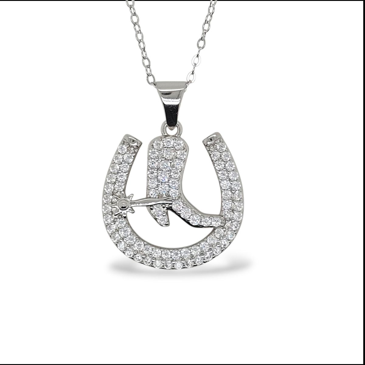 PENDANT S/S CZ BOOT IN H/SHOE