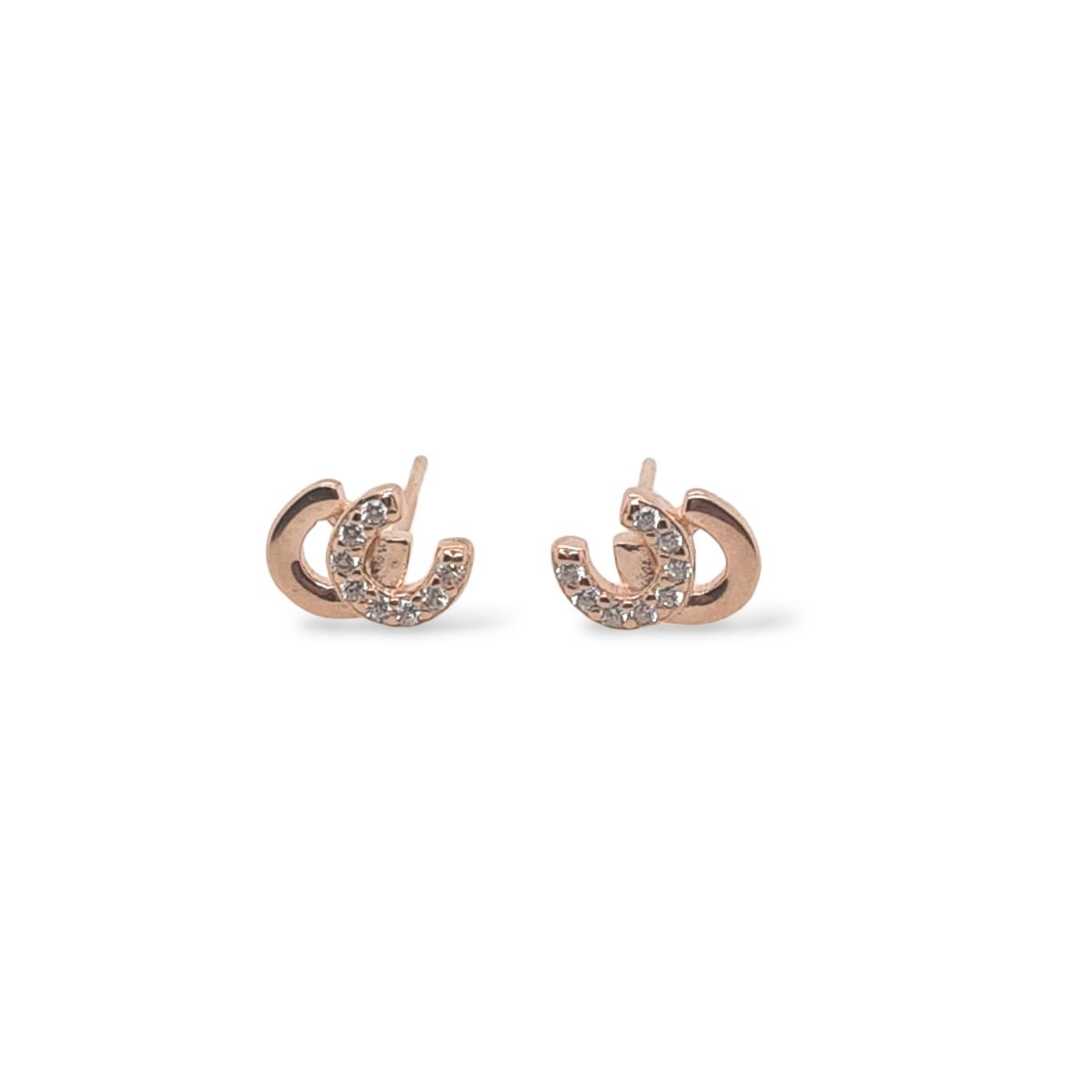 Double Rose Gold Horseshoe Studs