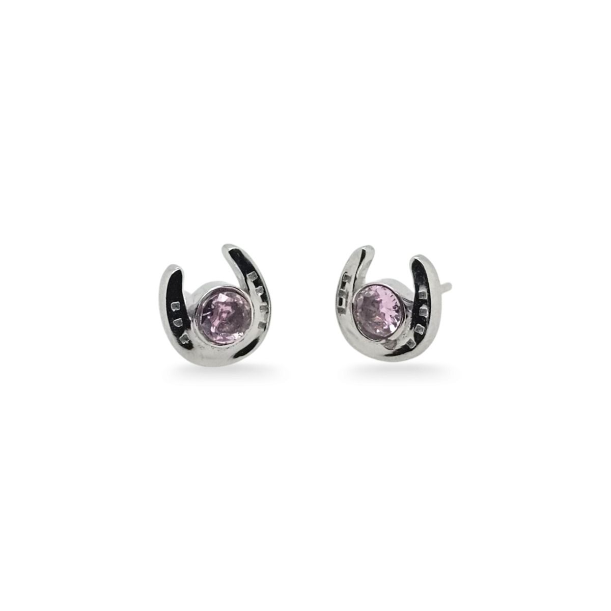 Horseshoe and Pink Cubic Zirconia Stud