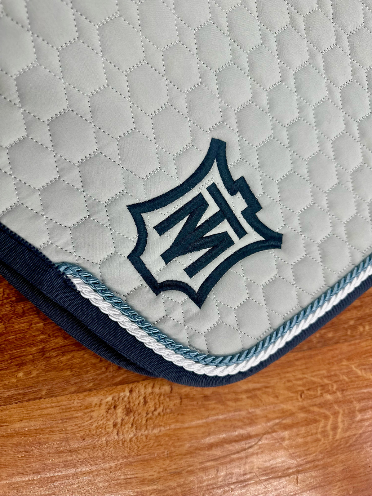 Mattes Euro Fit Dressage Pad with White/ Aqua Pipping