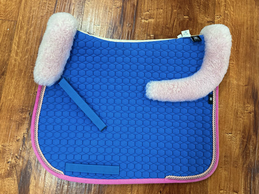 Mattes Square Royal Blue All Purpose Pad with Rose Sheepskin and Binding