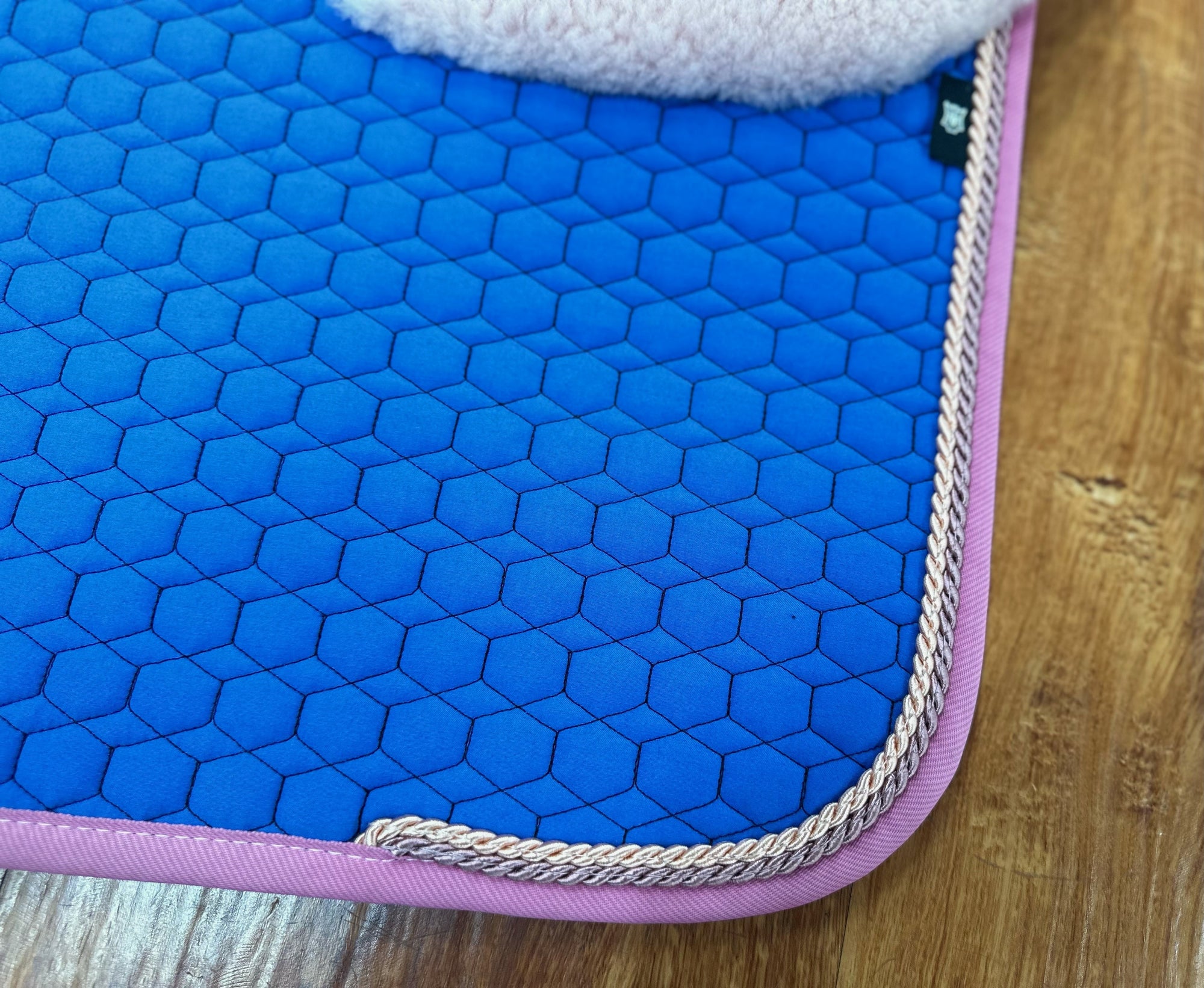 Mattes Square Royal Blue All Purpose Pad with Rose Sheepskin and Binding